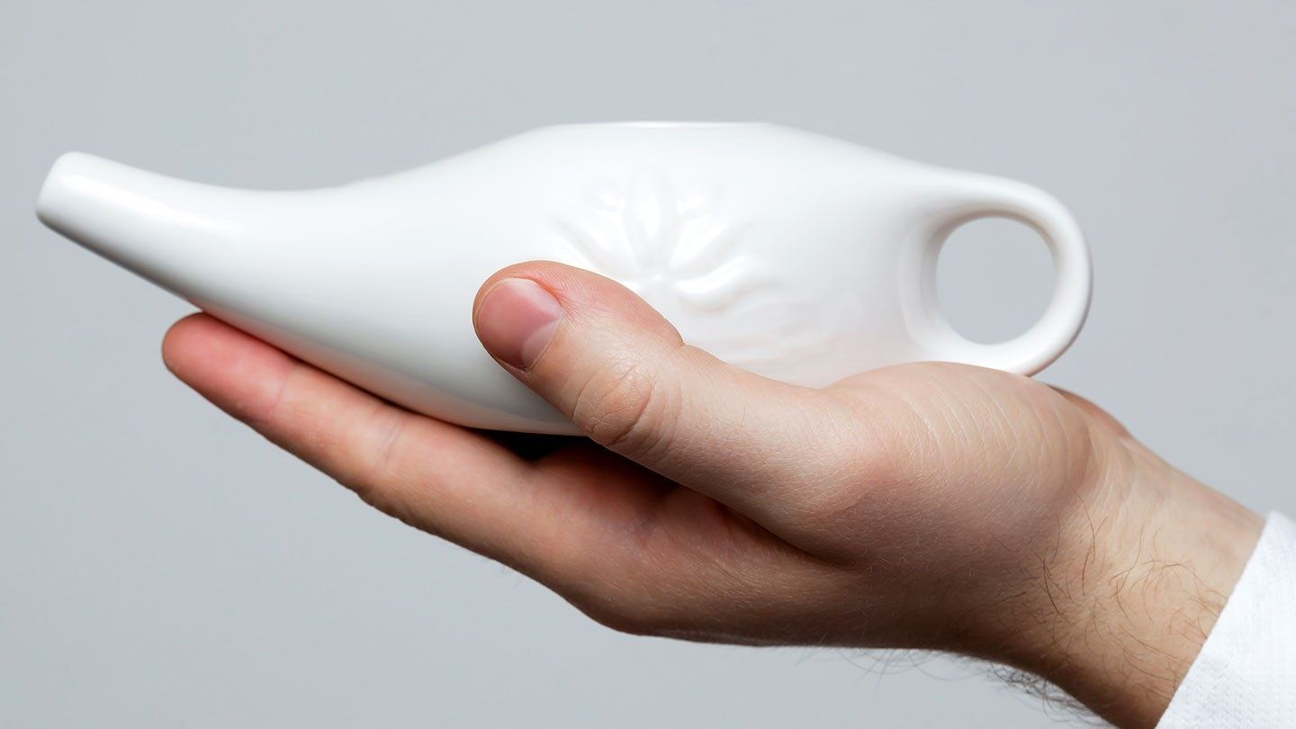 a netipot, tea pot, could help relieve sinus pain